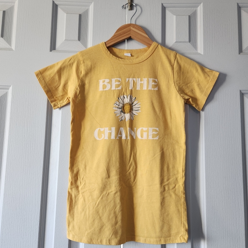 Mustard Yellow Sunflower Be The Change Graphic Tee Size S